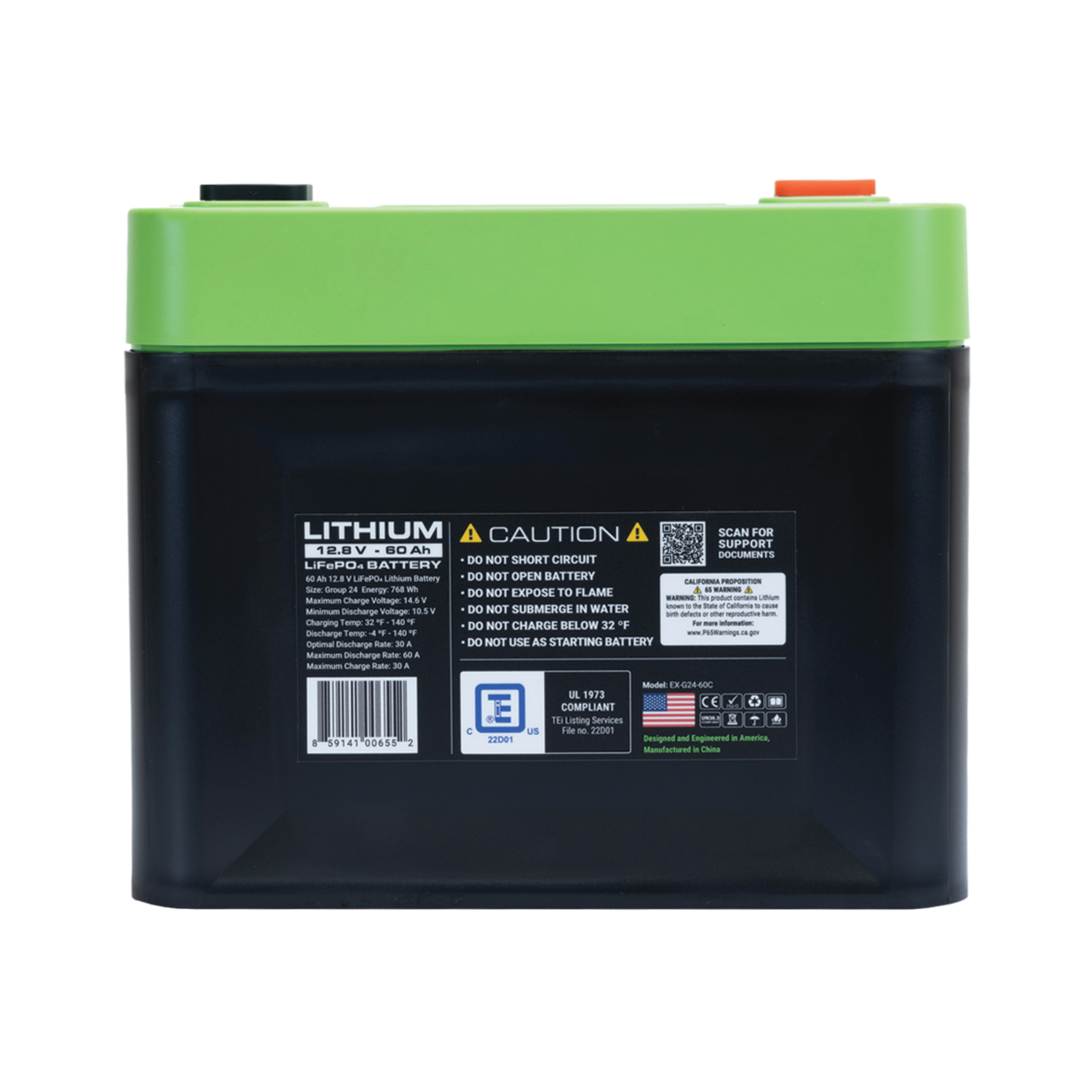 12V 60Ah LiFePO4 Lithium Battery – Group 24