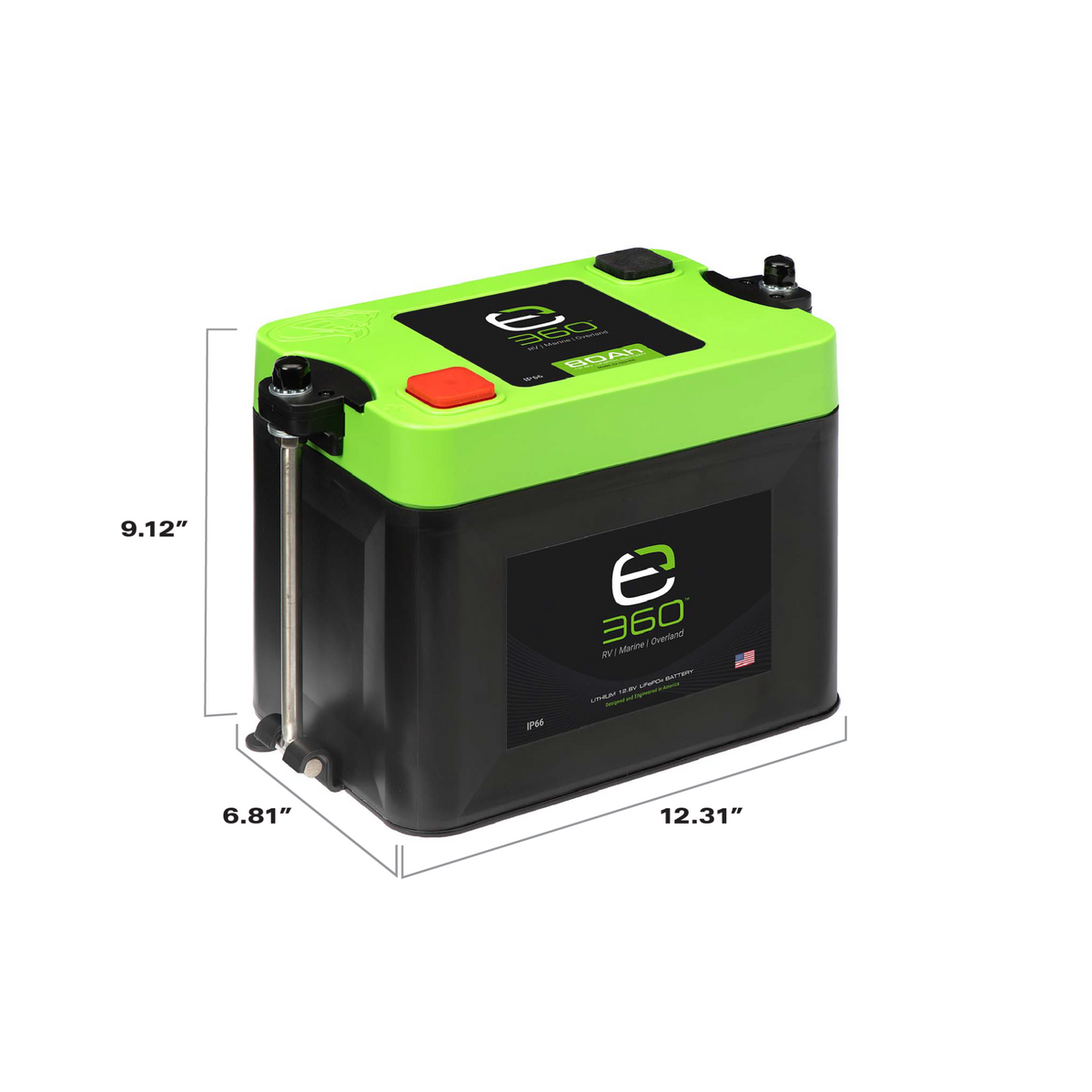Group 24 LiFePO4 Lithium Battery Single Mounting Kit