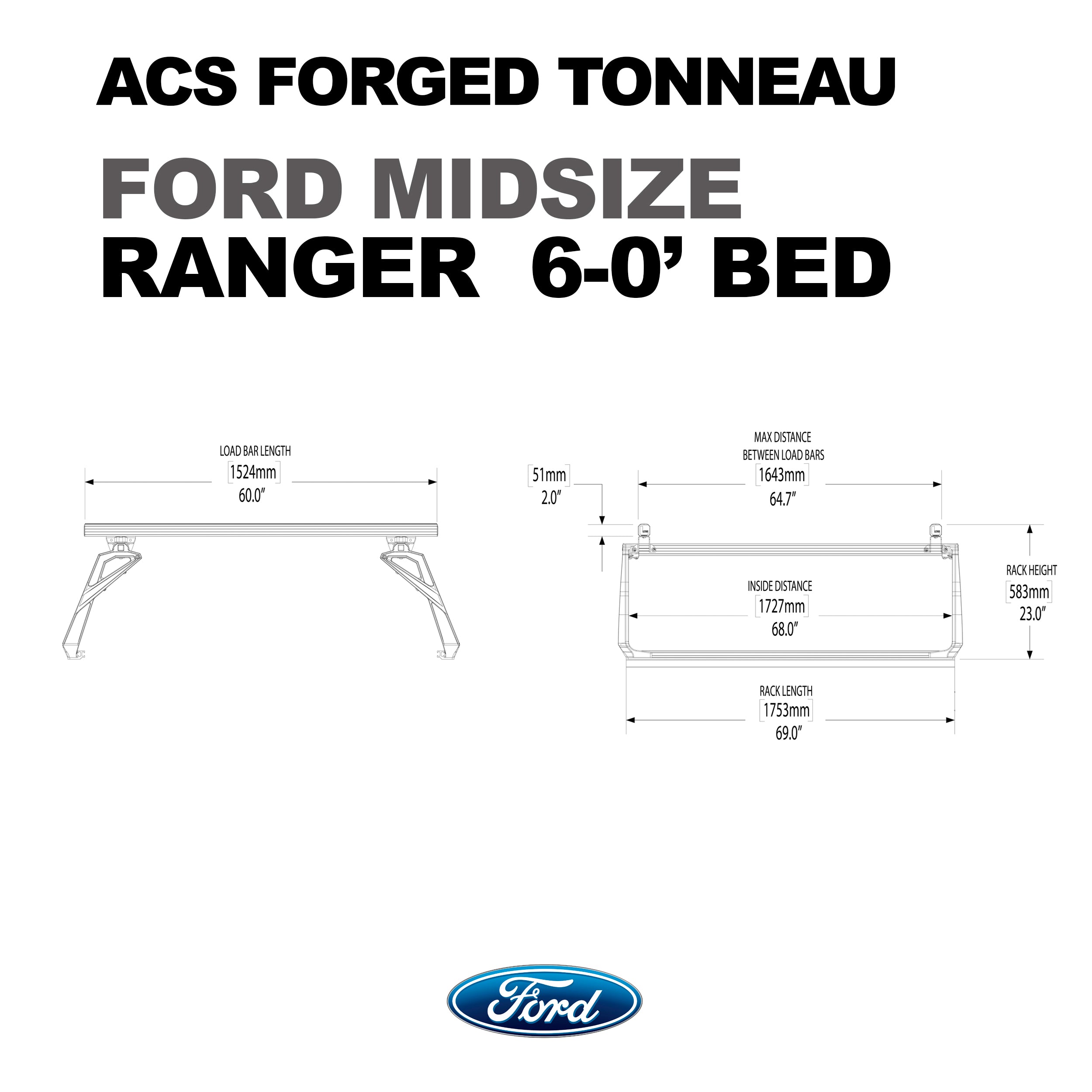Leitner ACS FORGED TONNEAU - RACK ONLY - Ford