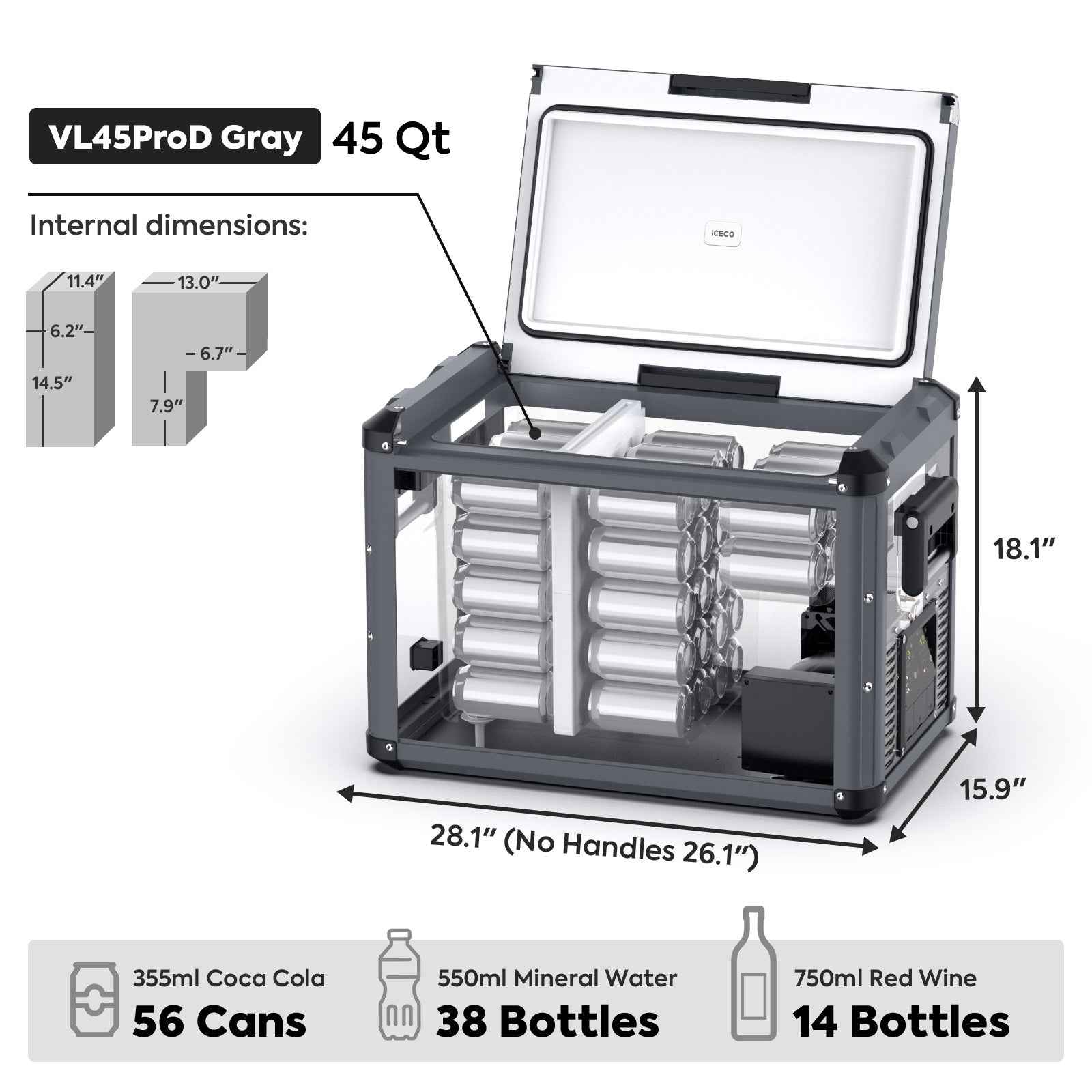 VL45ProD Dual Zone Portable Freezer - Black | ICECO