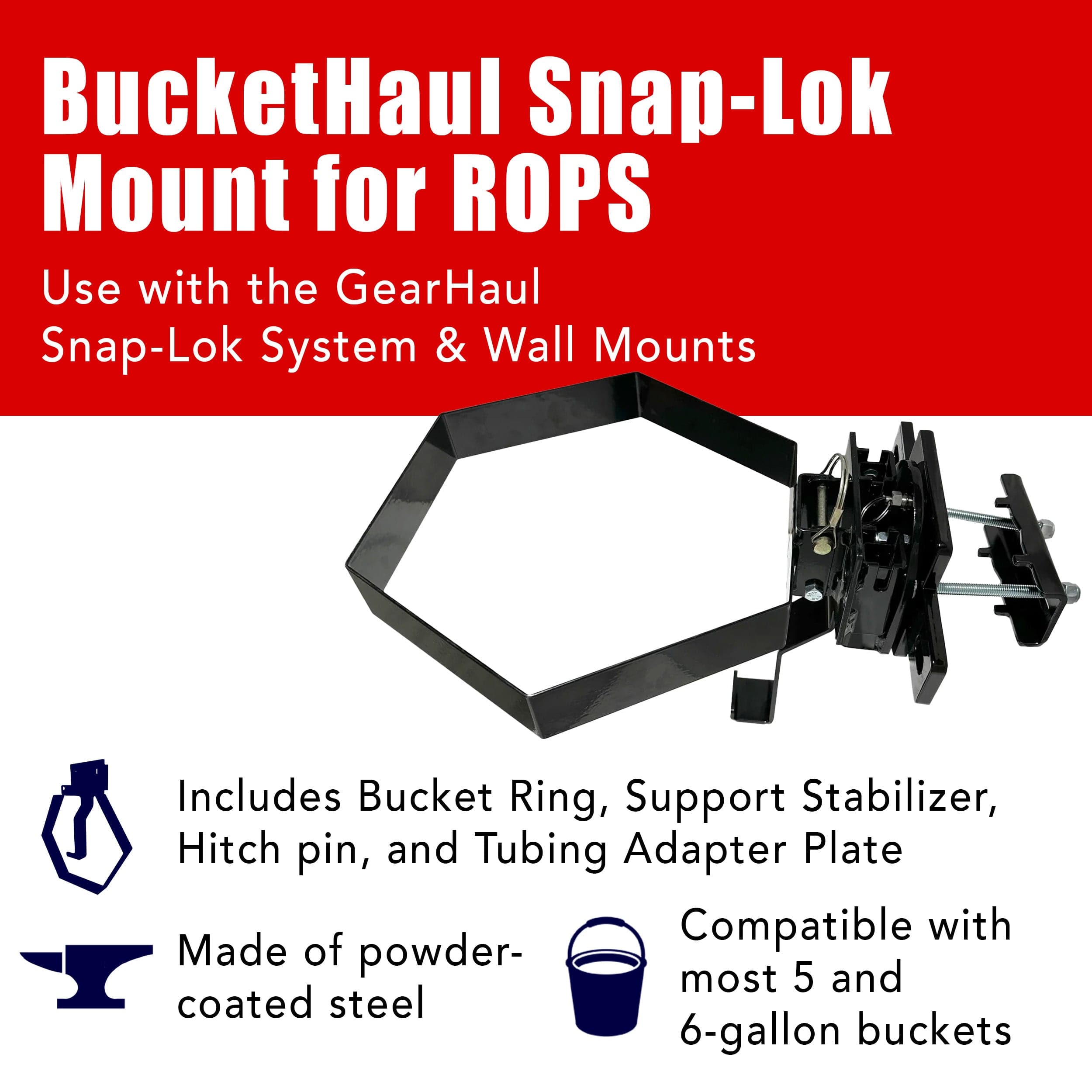 BucketHaul Snap-Lok Rotating Mount for Tubing and ROPS