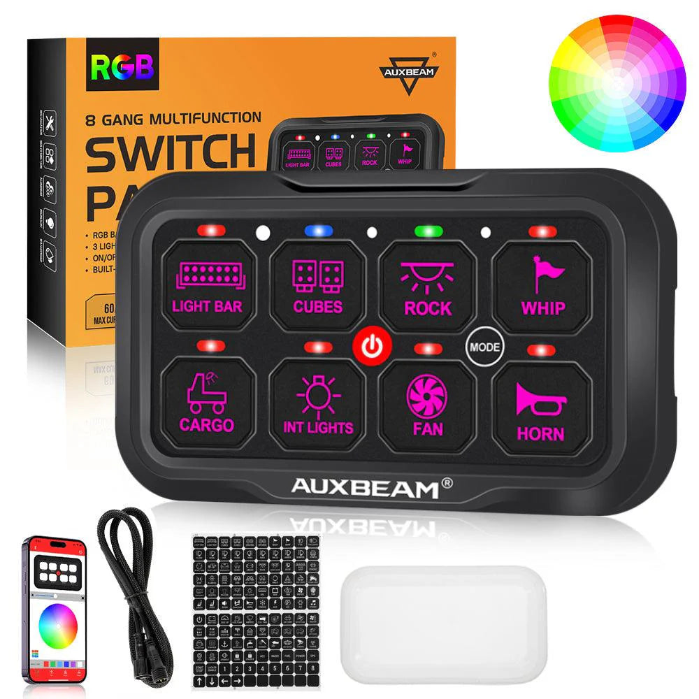 AR-800 RGB SWITCH PANEL WITH APP, TOGGLE/ MOMENTARY/ PULSED MODE SUPPORTED(ONE-SIDED OUTLET)