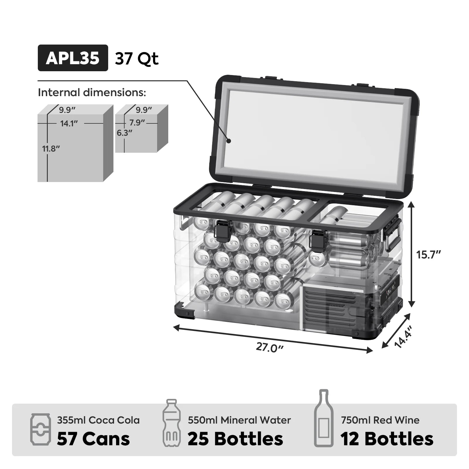 37QT APL35-Black Ultralight Dual Zone Aluminum Freezer