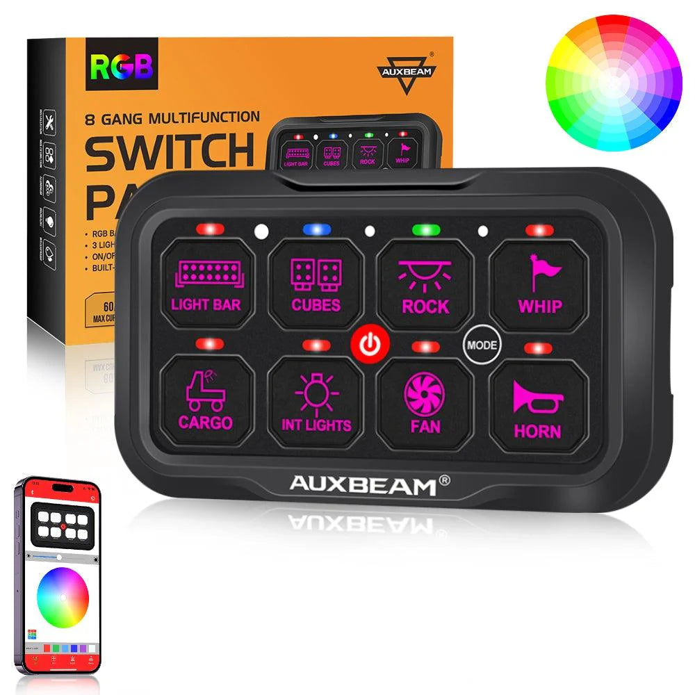 AR-800 RGB SWITCH PANEL WITH APP, TOGGLE/ MOMENTARY/ PULSED MODE SUPPORTED(ONE-SIDED OUTLET)