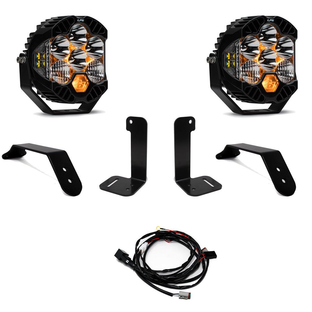 Jeep JL/JT Dual LP6 Pro Auxiliary Light Kit Jeep 2020-24 Gladiator; 2018-24 Wrangler JL W/ OE Plastic Bumper