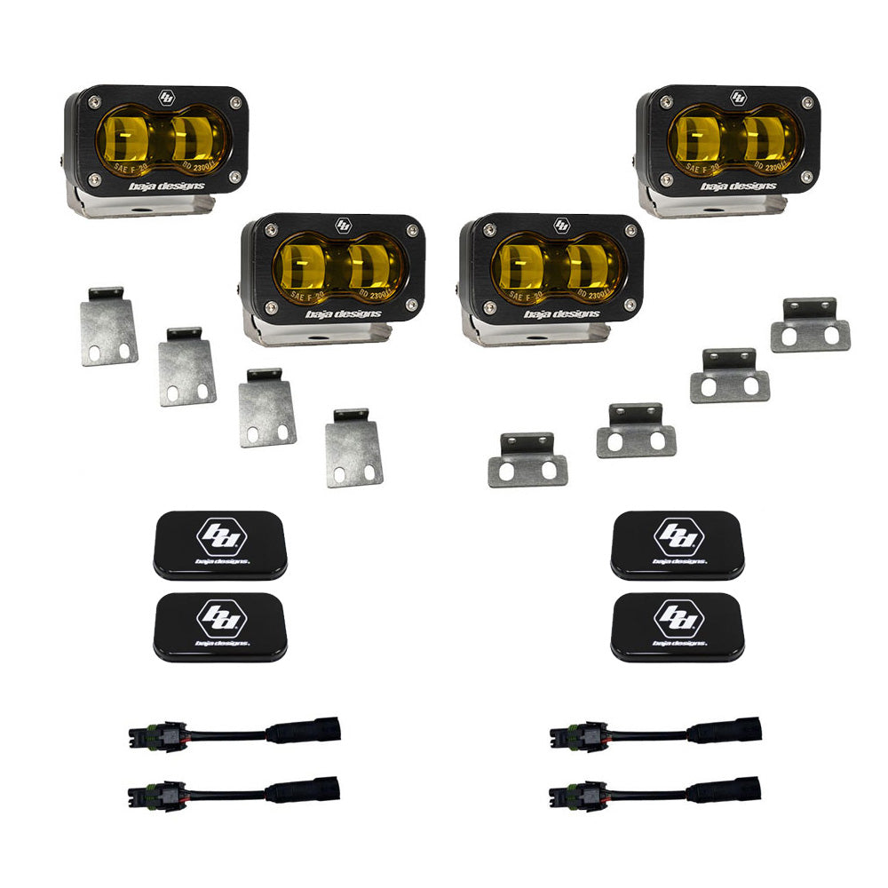 S2 SAE Baja Amber Fog Pocket Kit Fits 21-On Ford Raptor Baja Designs