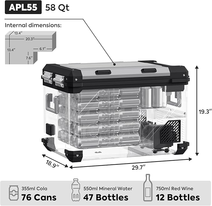 APL55 Dual Zone 12 Volt Fridge refrigerator| ICECO | 55 LT