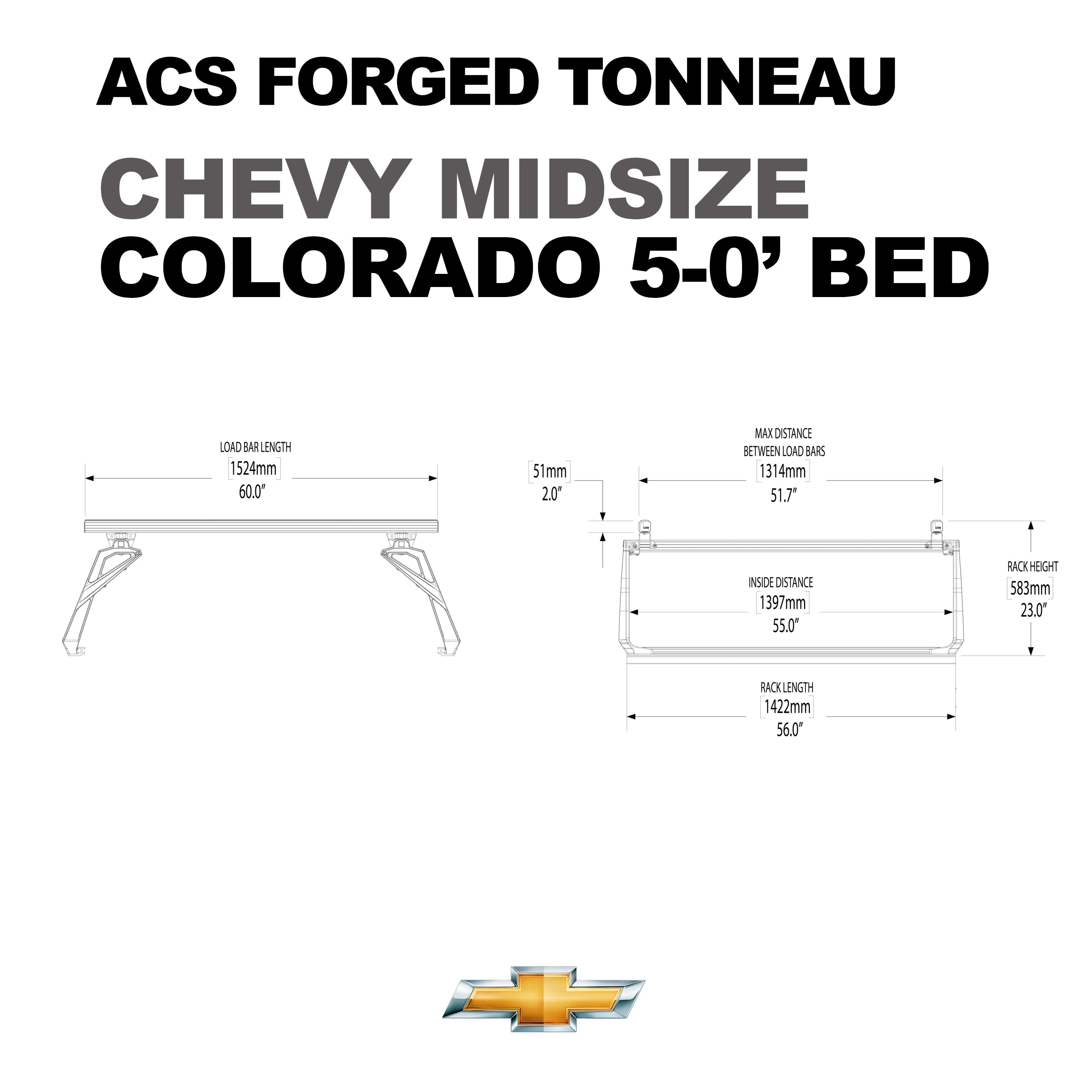 Leitner ACS FORGED TONNEAU - RAILS ONLY - Chevrolet