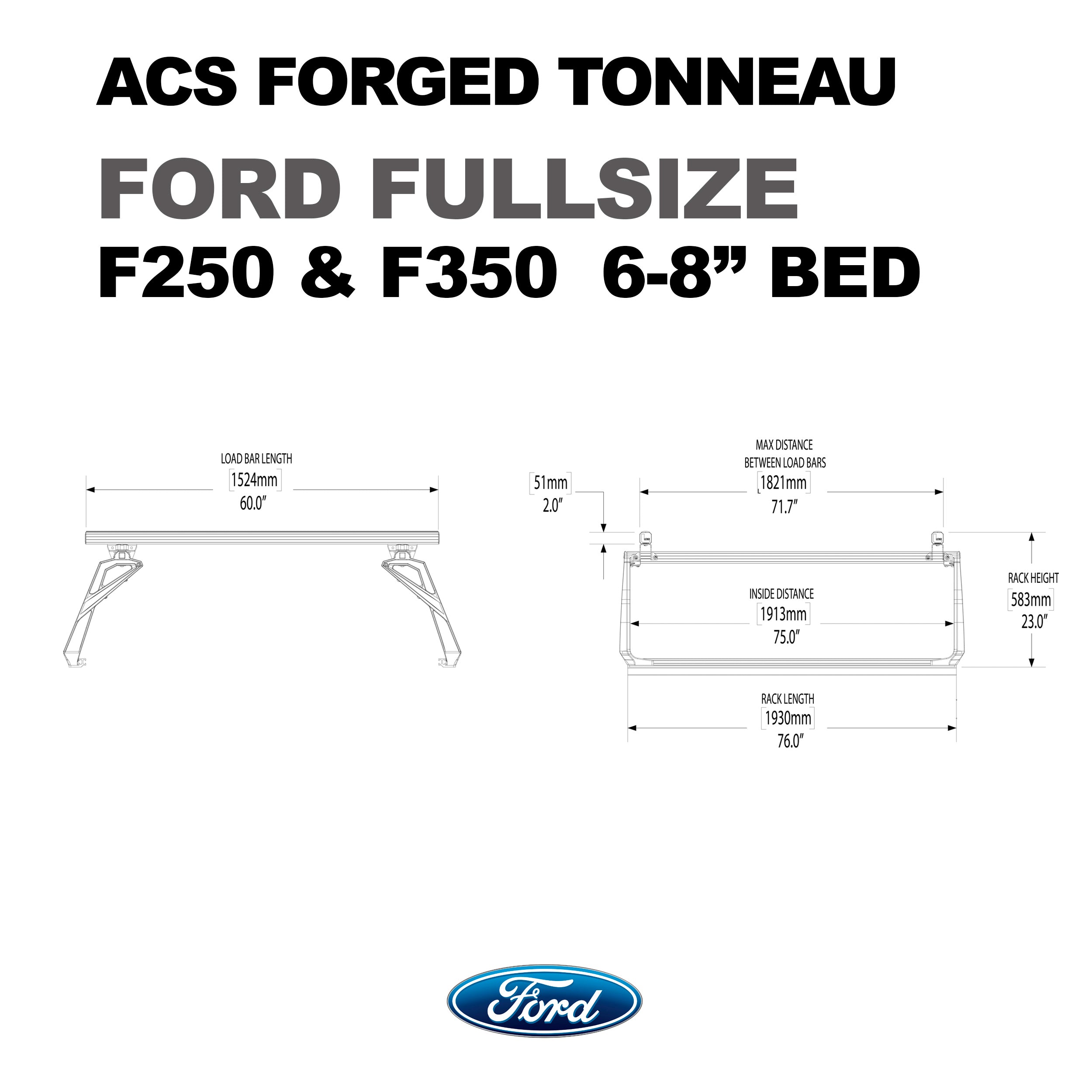 Leitner ACS FORGED TONNEAU - RAILS ONLY - Ford