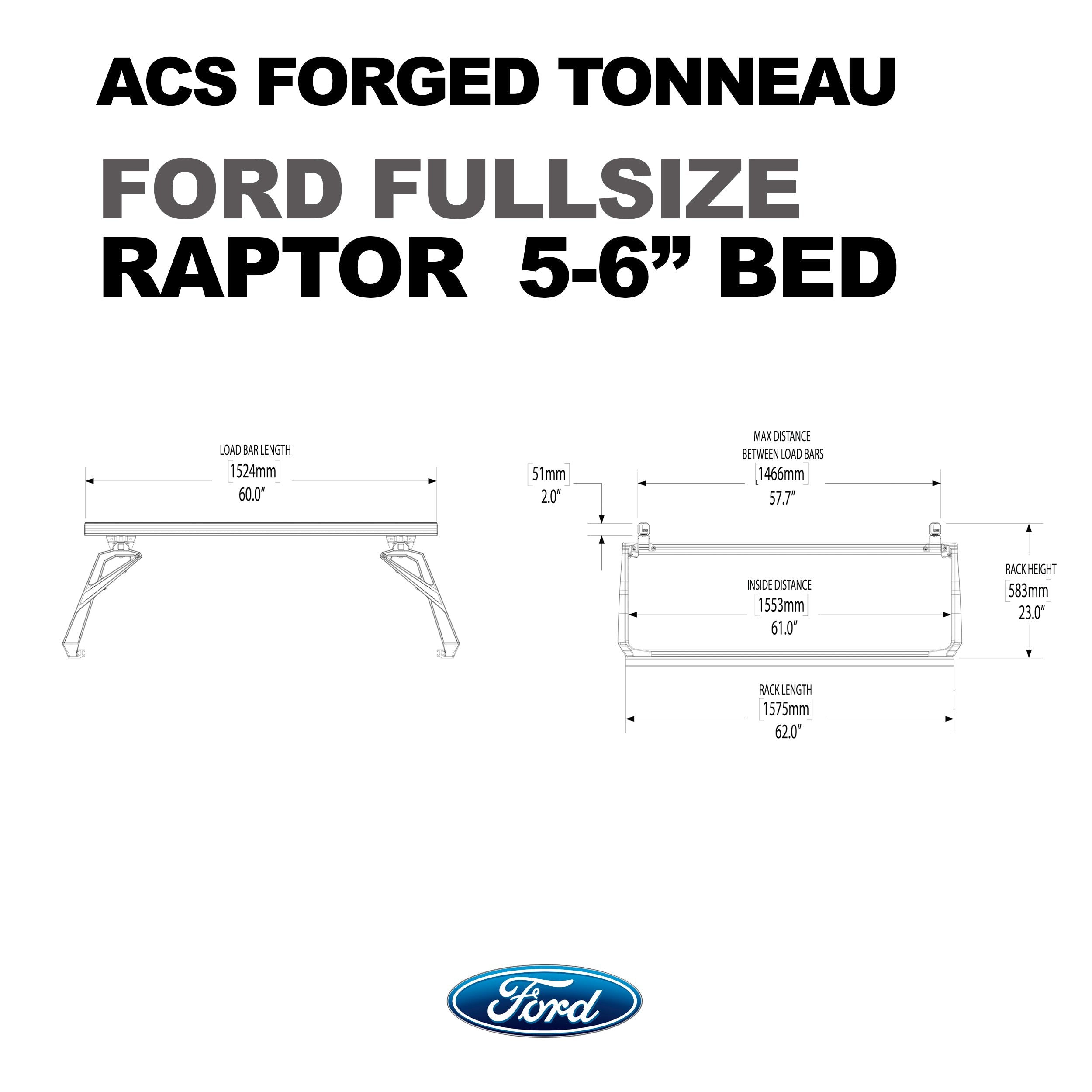 Leitner ACS FORGED TONNEAU - RAILS ONLY - Ford