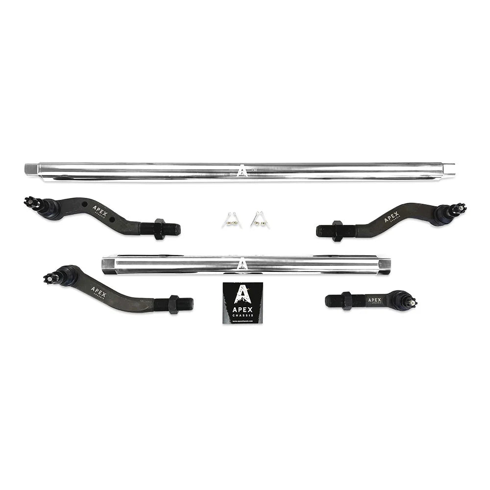 Apex Chassis 2018-2021 JEEP WRANGLER JL & 2019-2021  GLADIATOR JT - 2.5 TON TIE ROD & DRAG LINK ASSEMBLY - POLISHED ALUMINUM