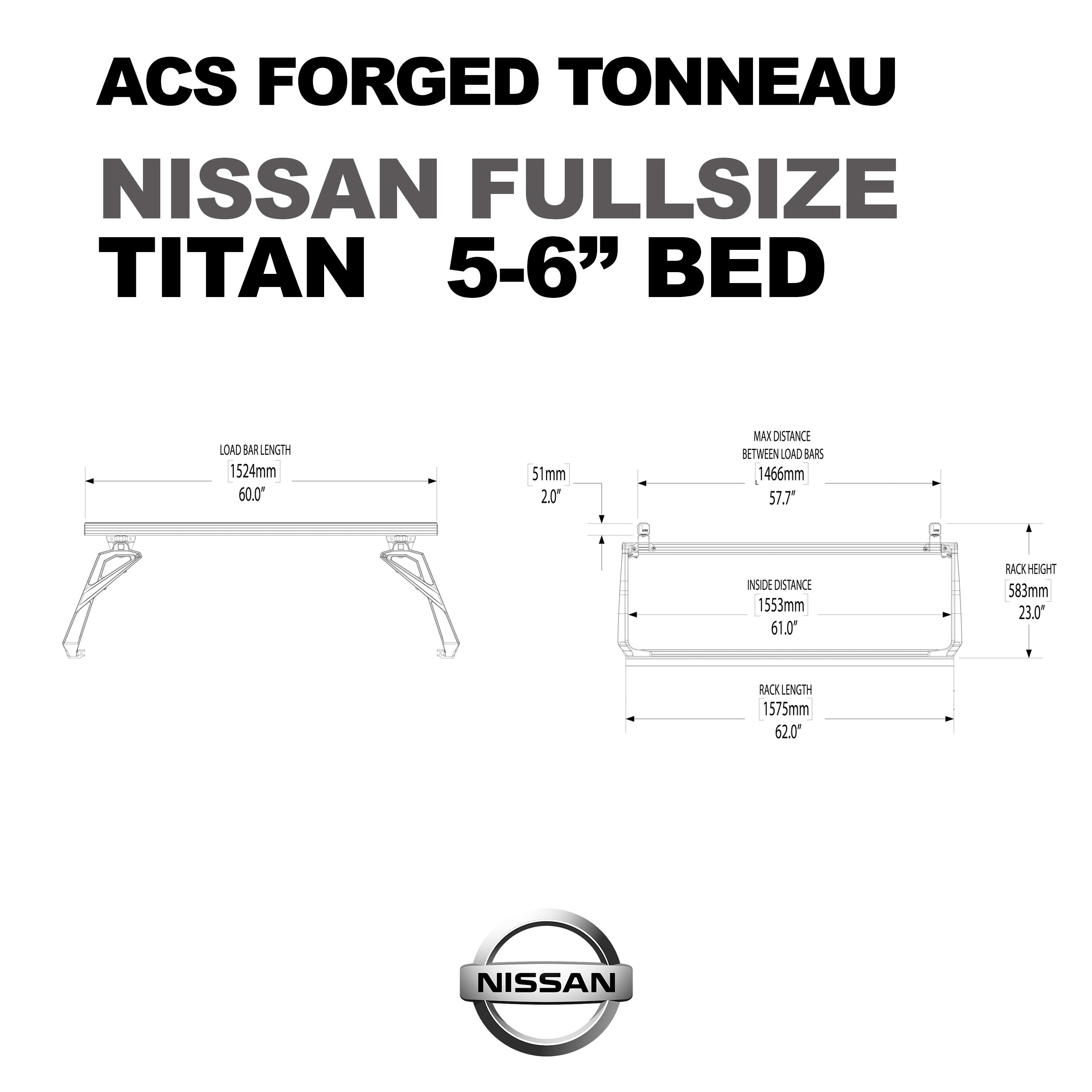 Leitner ACS FORGED TONNEAU - RAILS ONLY - Nissan