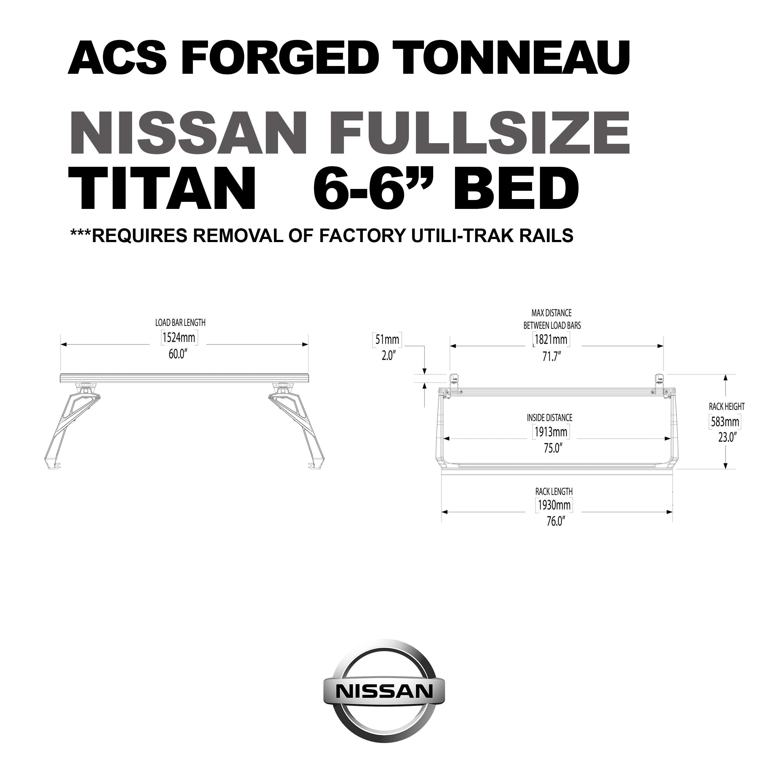 Leitner ACS FORGED TONNEAU - RAILS ONLY - Nissan