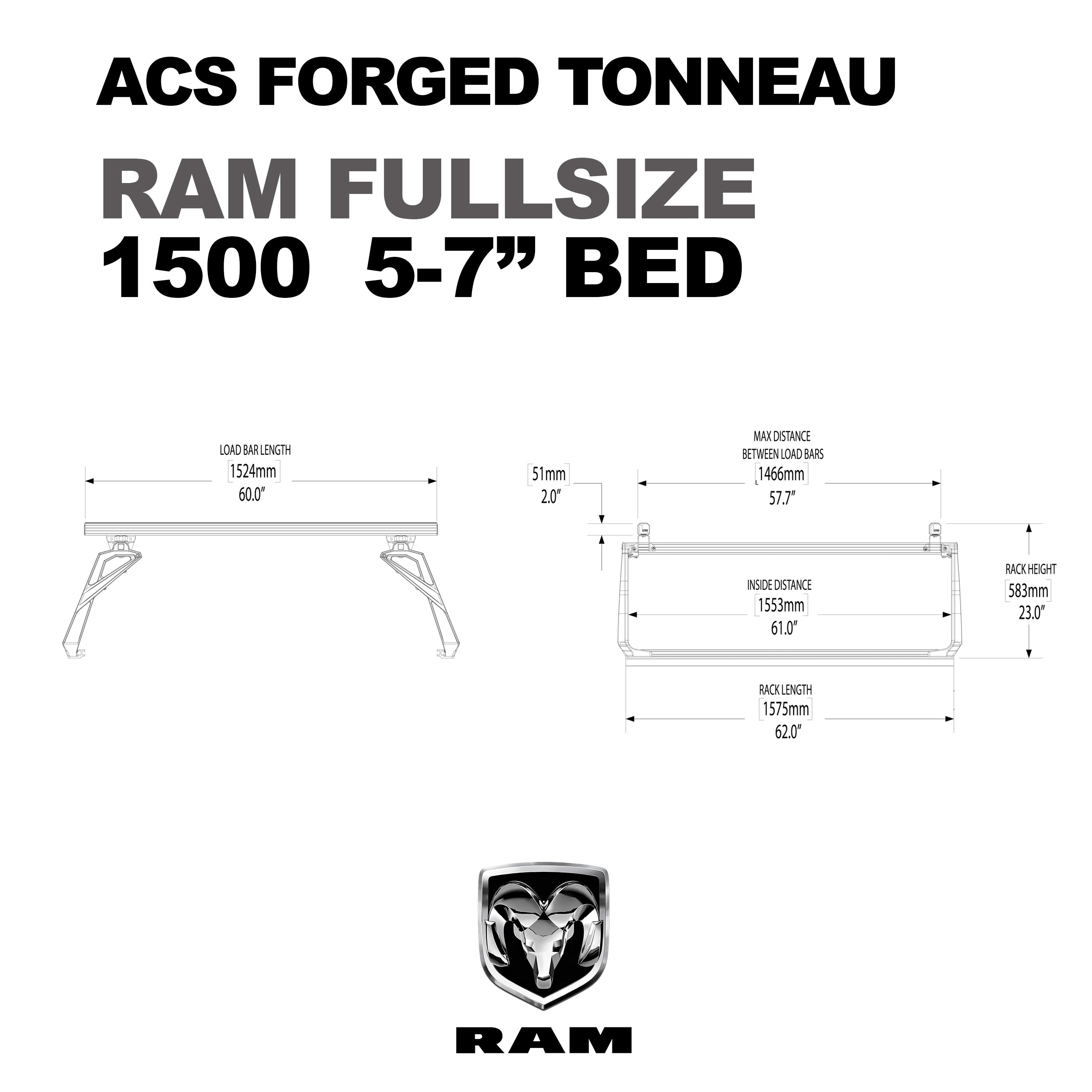 Leitner ACS FORGED TONNEAU - RACK ONLY - RAM