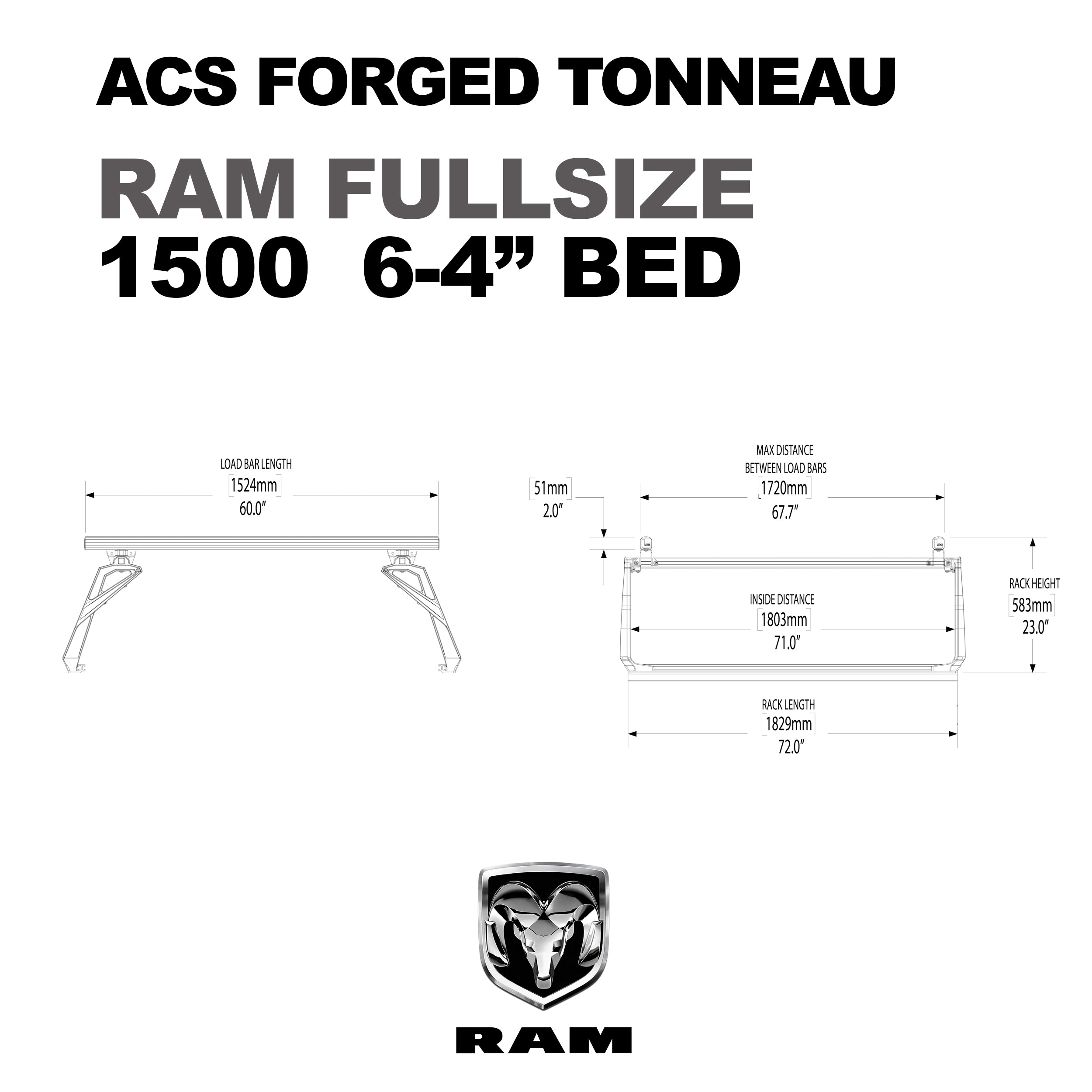 Leitner ACS FORGED TONNEAU - RACK ONLY - RAM