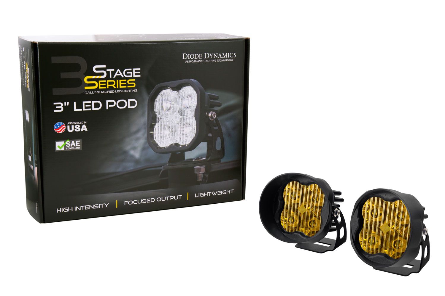 SS3 SAE Yellow Pro Angled LED Pod (pair)