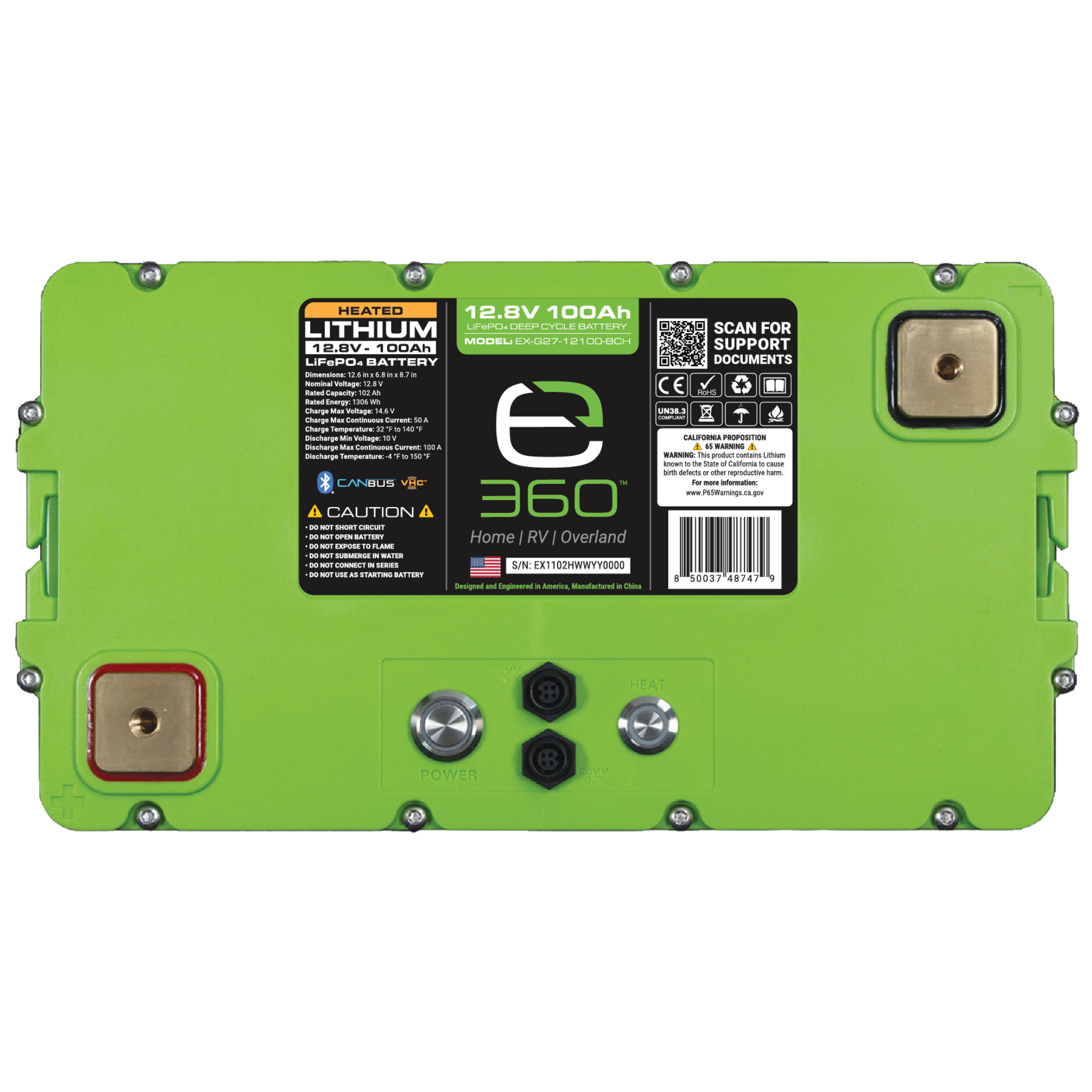 12V 100Ah LiFePO4 Lithium Battery – Group 27, SmartTalk™ & VHC™