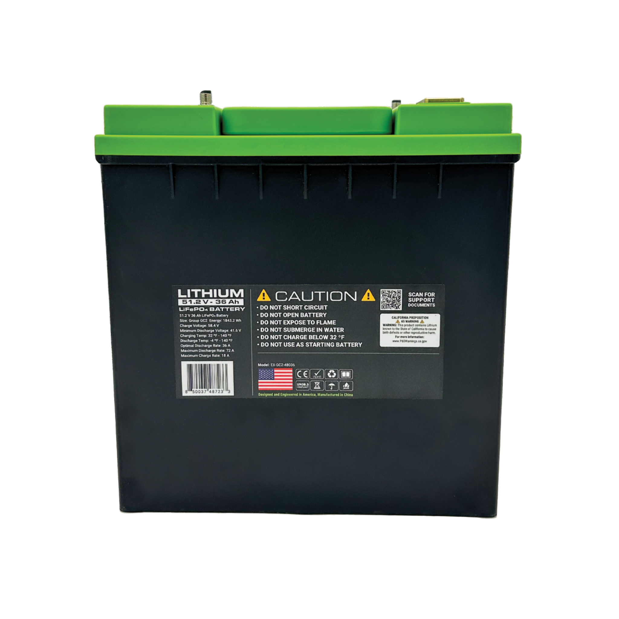 48V 36Ah GC2 LiFePO4 Lithium Battery - SmartTalk™