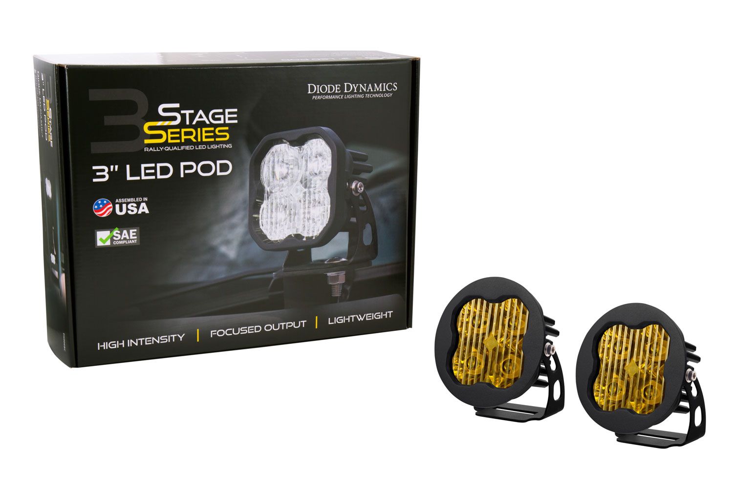 SS3 SAE Yellow Pro Round LED Pod (pair)