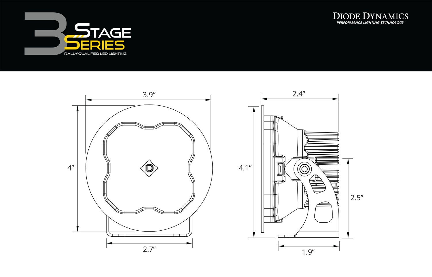 SS3 SAE Yellow Pro Round LED Pod (pair)