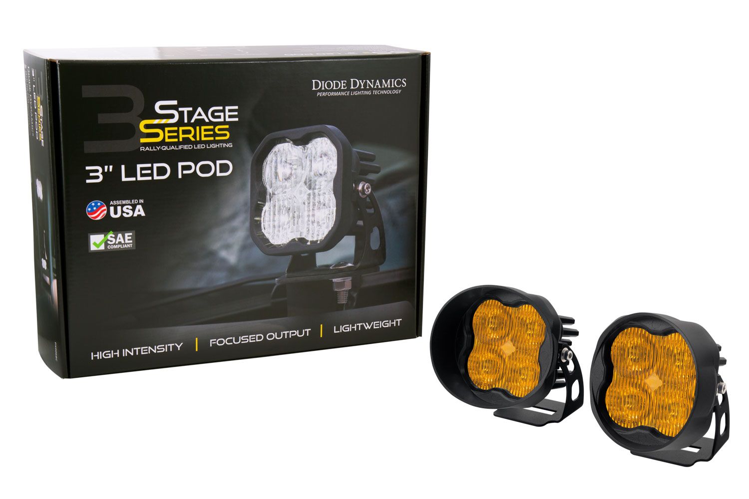 SS3 SAE Yellow Max Angled LED Pod (pair)