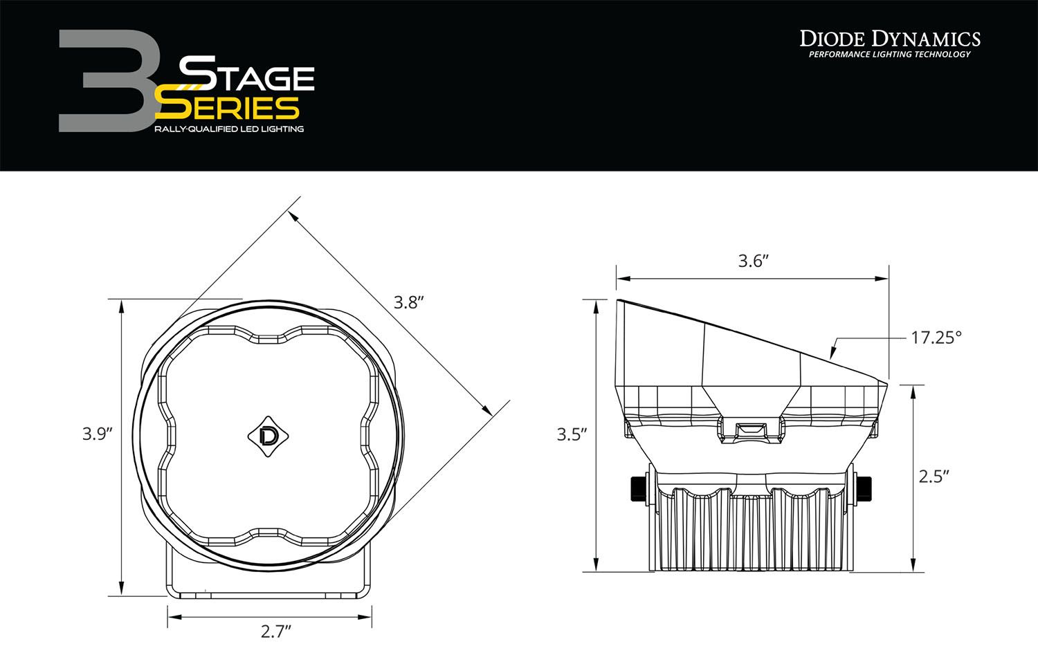 SS3 SAE Yellow Max Angled LED Pod (pair)